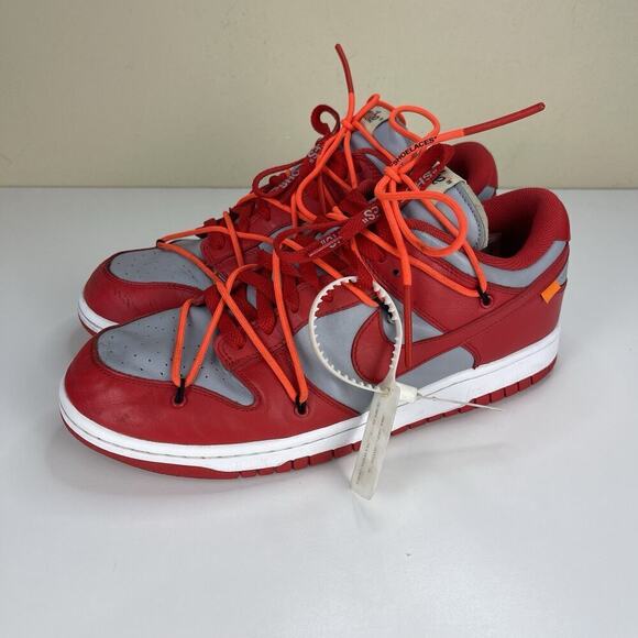 Nike Dunk Low x OFF-WHITE University Red 2019 Men's Size 11.5 AUTHENTIC - Picture 1 of 16